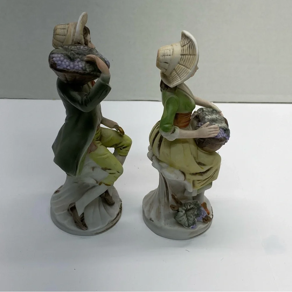 Vintage Homco Vineyard Couple Figurines Man & Woman#1258 Grapevine Harvesters 8